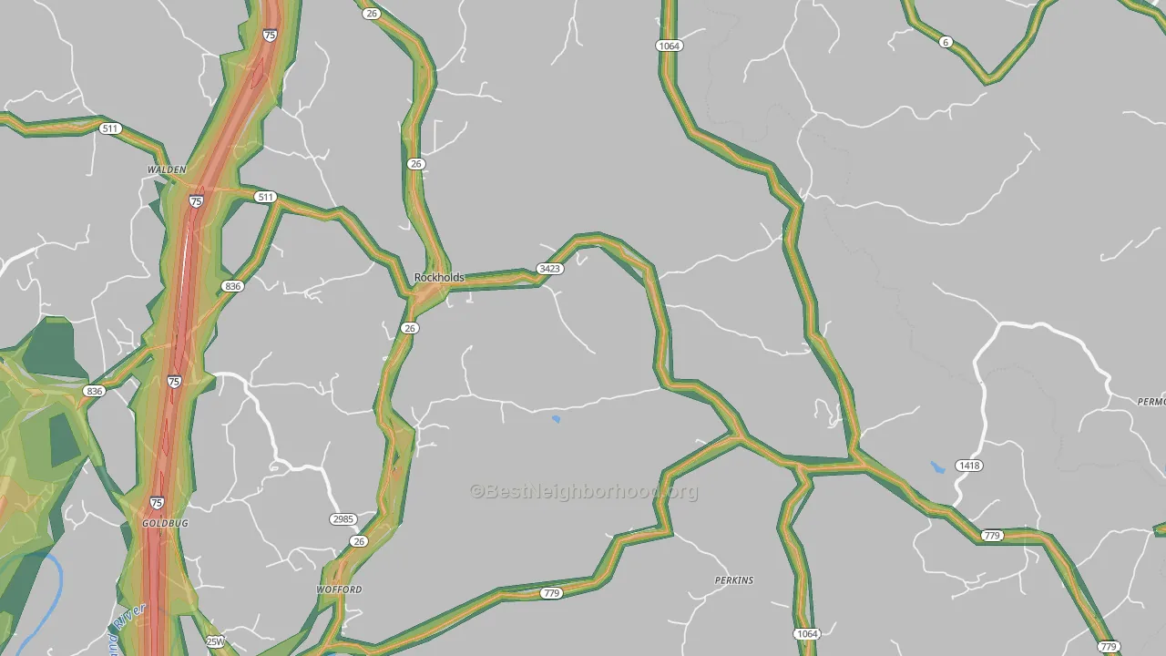 Rockholds, KY Map of Noise Levels in Rockholds