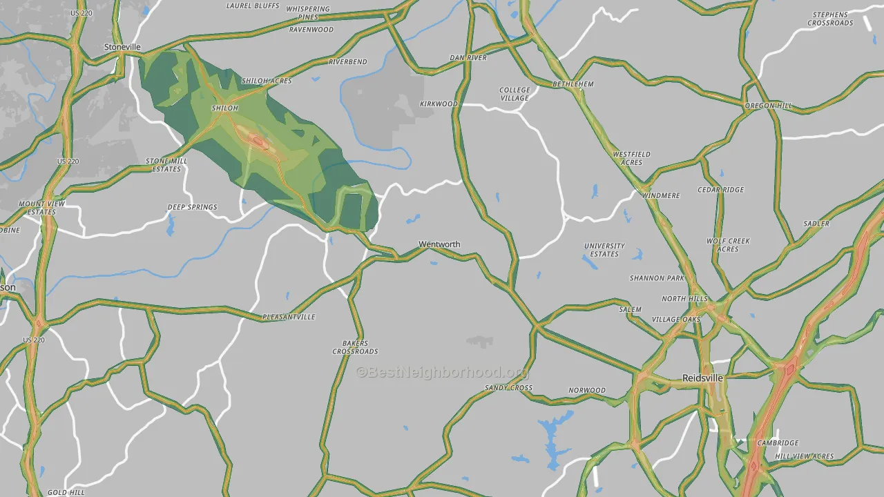 Rockingham County, NC Map of Noise Levels in Rockingham County