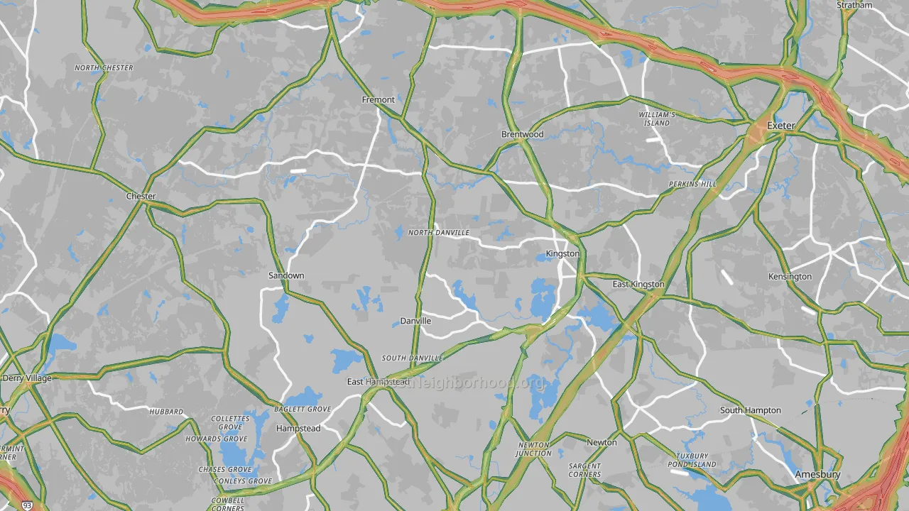 Rockingham County, NH Map of Noise Levels in Rockingham County