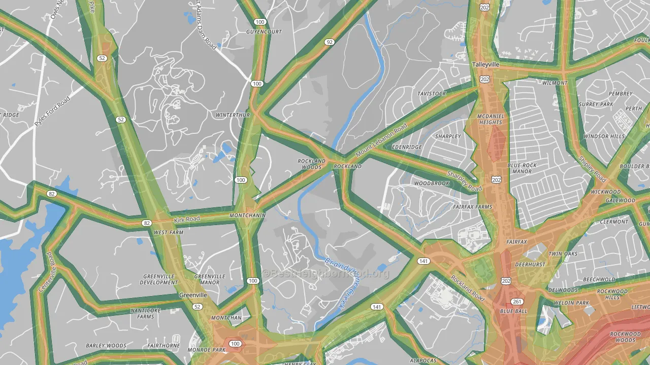 Rockland, DE Map of Noise Levels in Rockland