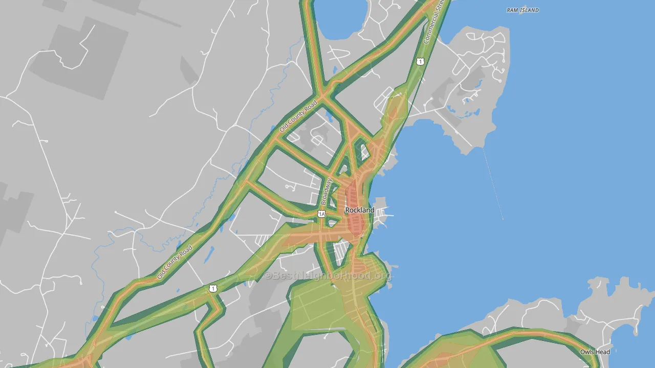 Rockland, ME Map of Noise Levels in Rockland