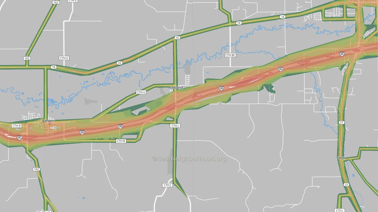 Rockland, WI Map of Noise Levels in Rockland
