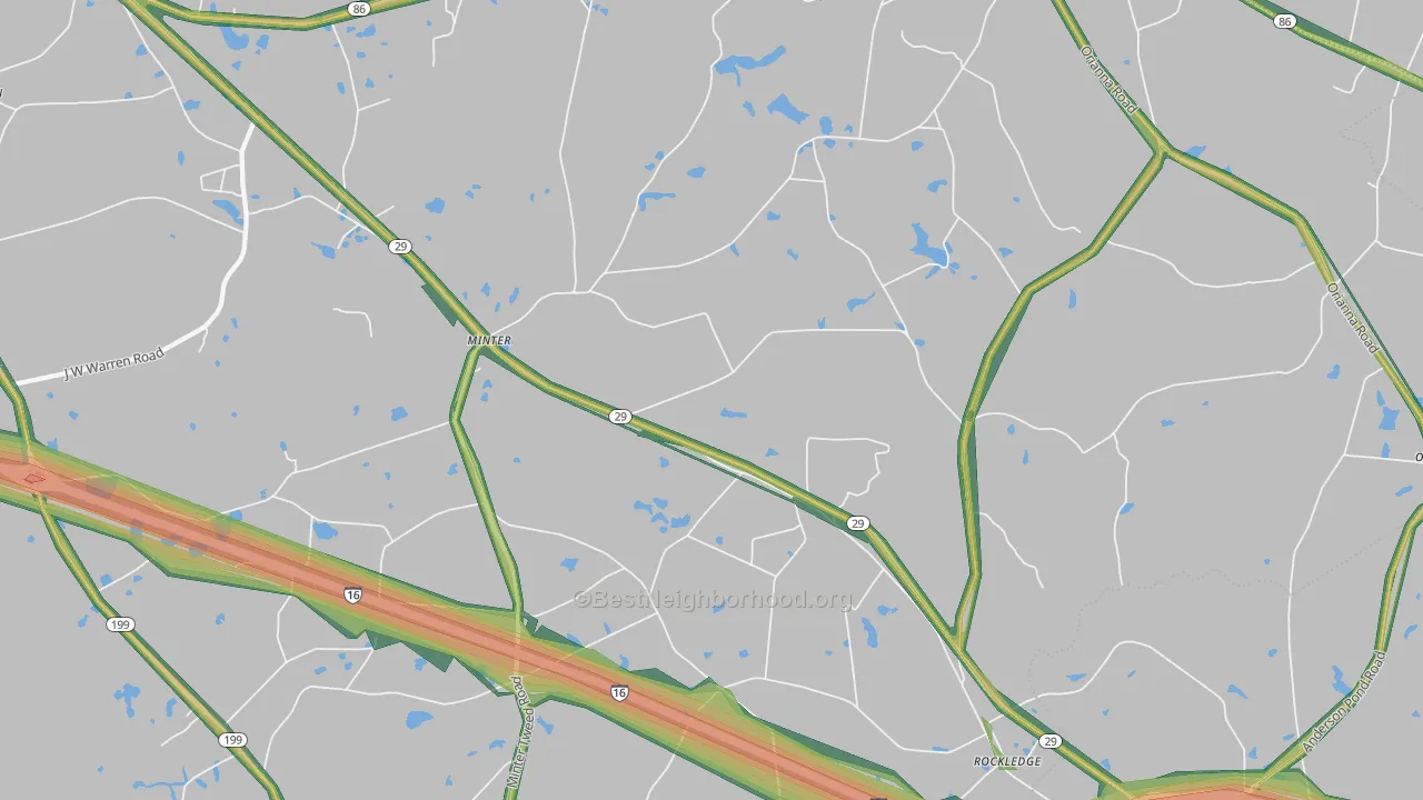 Rockledge, GA Map of Noise Levels in Rockledge