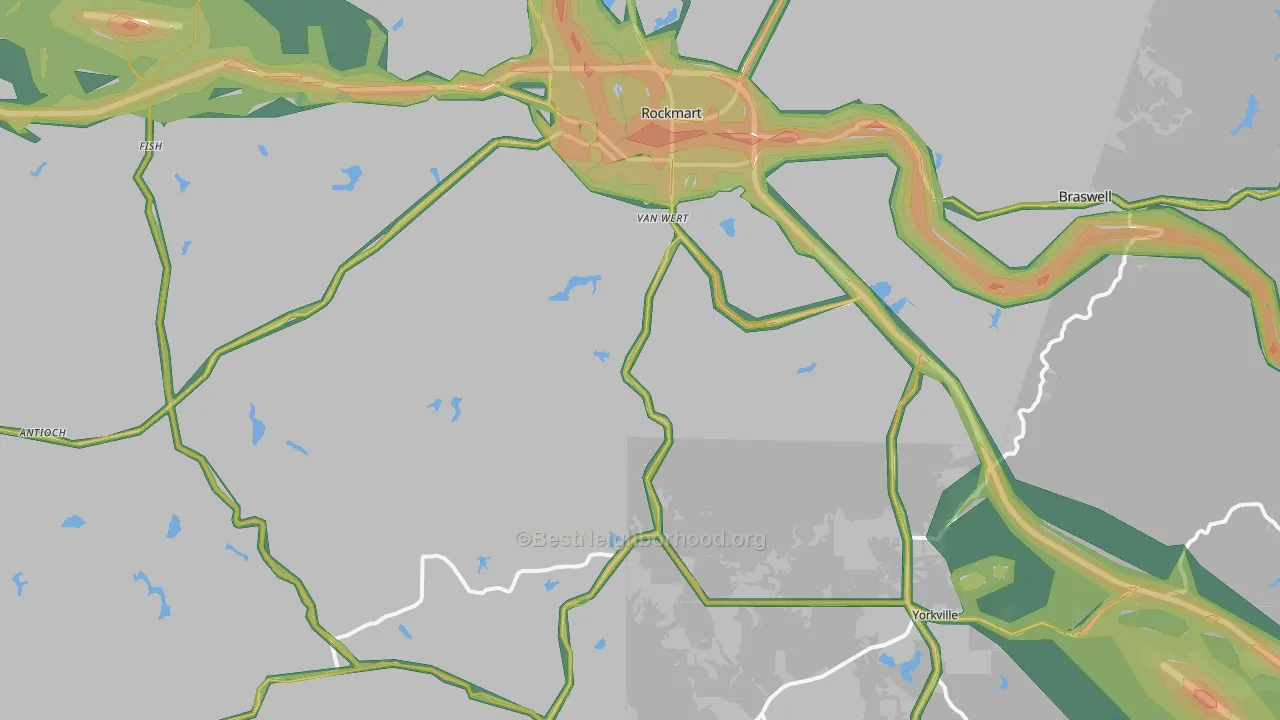 Rockmart, GA Map of Noise Levels in Rockmart