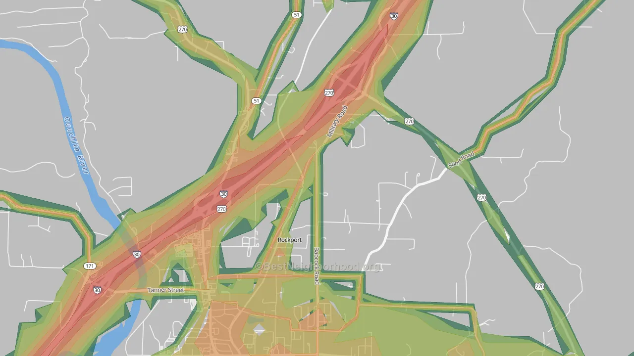 Rockport, AR Map of Noise Levels in Rockport