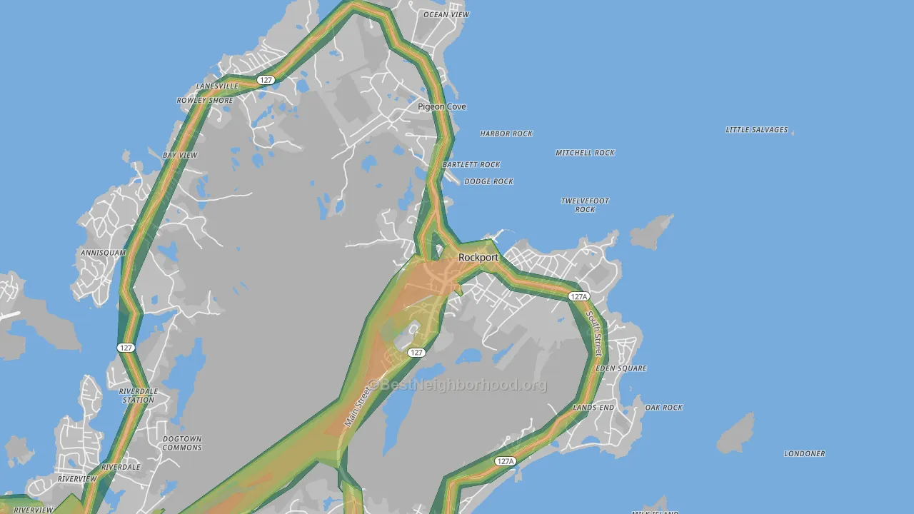 Rockport, MA Map of Noise Levels in Rockport
