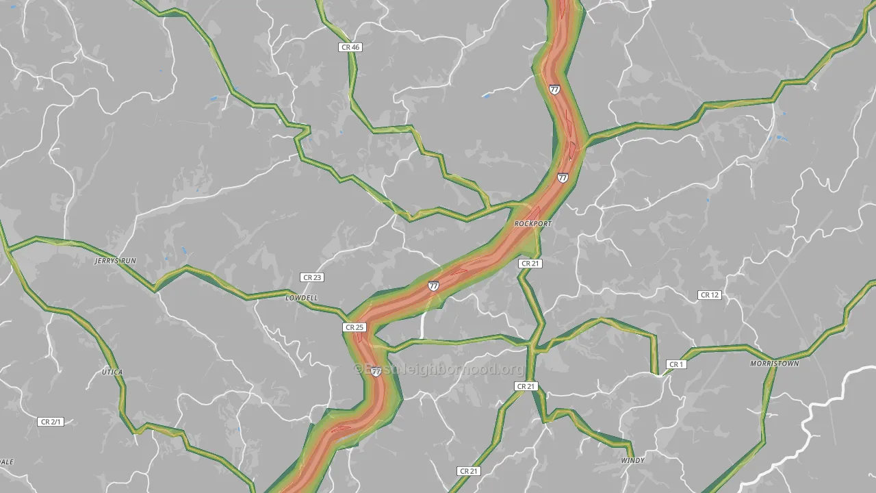 Rockport, WV Map of Noise Levels in Rockport