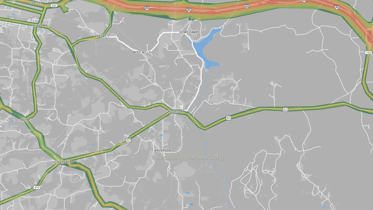 Rockton, PA Map of Noise Levels in Rockton