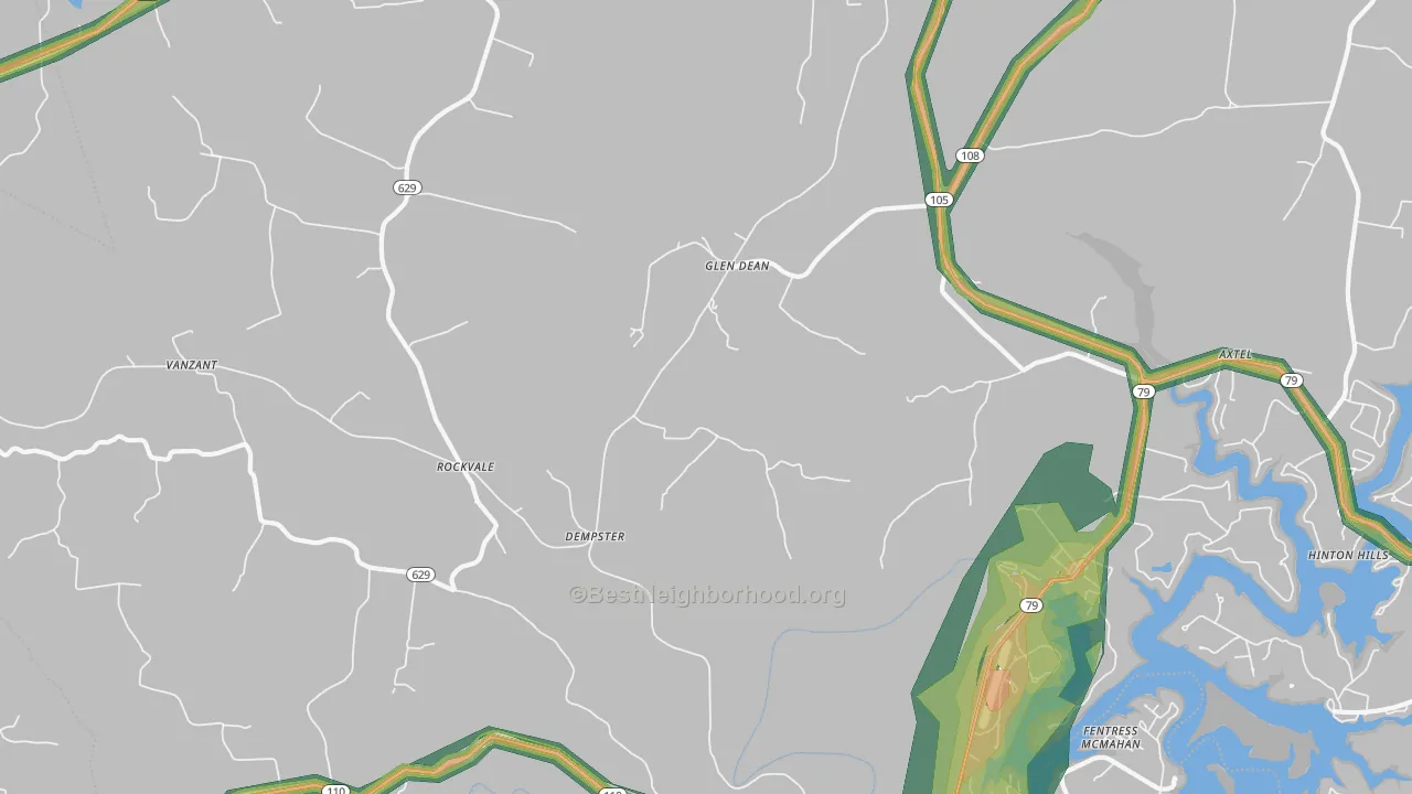 Rockvale, KY Map of Noise Levels in Rockvale