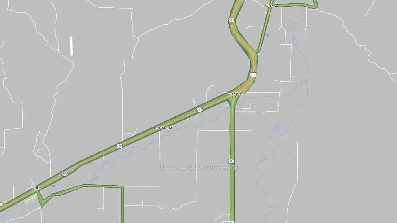 Rockvale, MT Map of Noise Levels in Rockvale