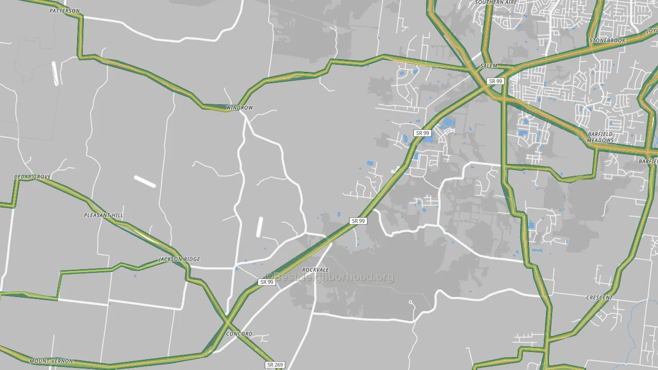 Rockvale, TN Map of Noise Levels in Rockvale