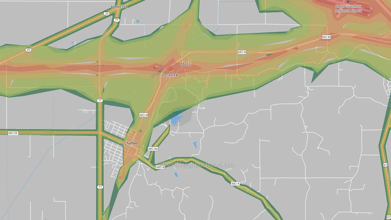 Rockview, MO Map of Noise Levels in Rockview