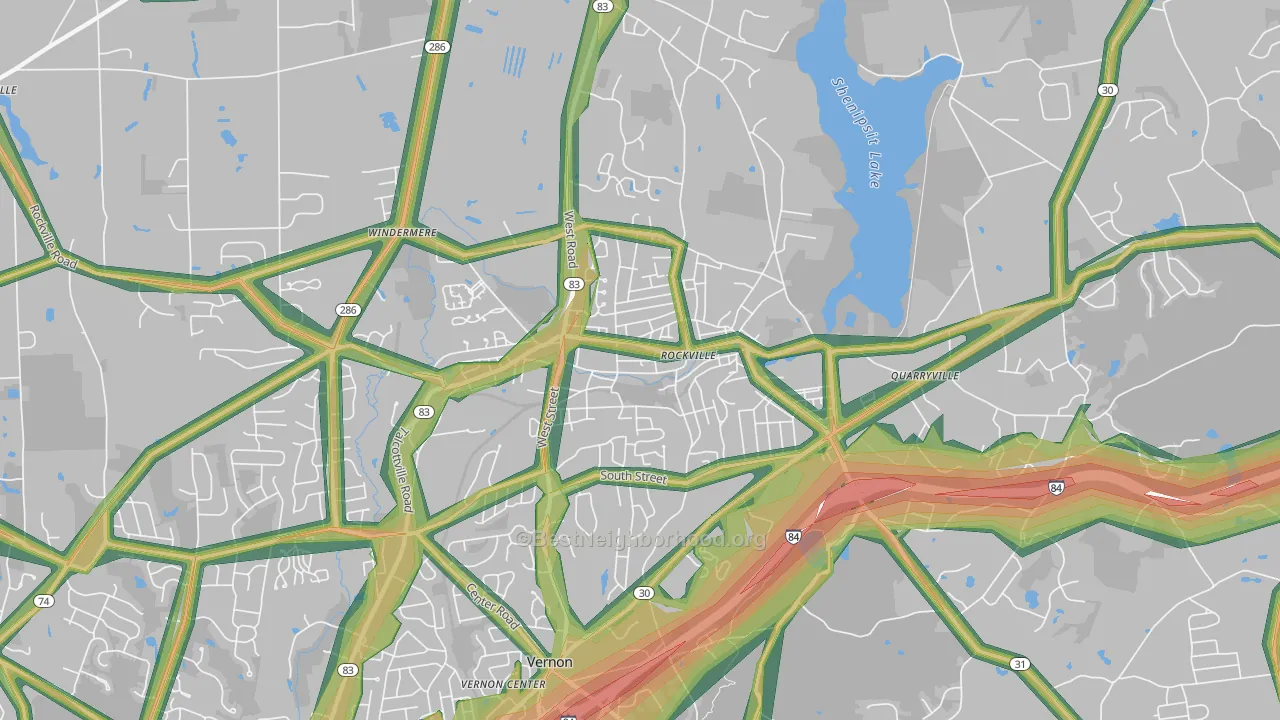 Rockville, CT Map of Noise Levels in Rockville