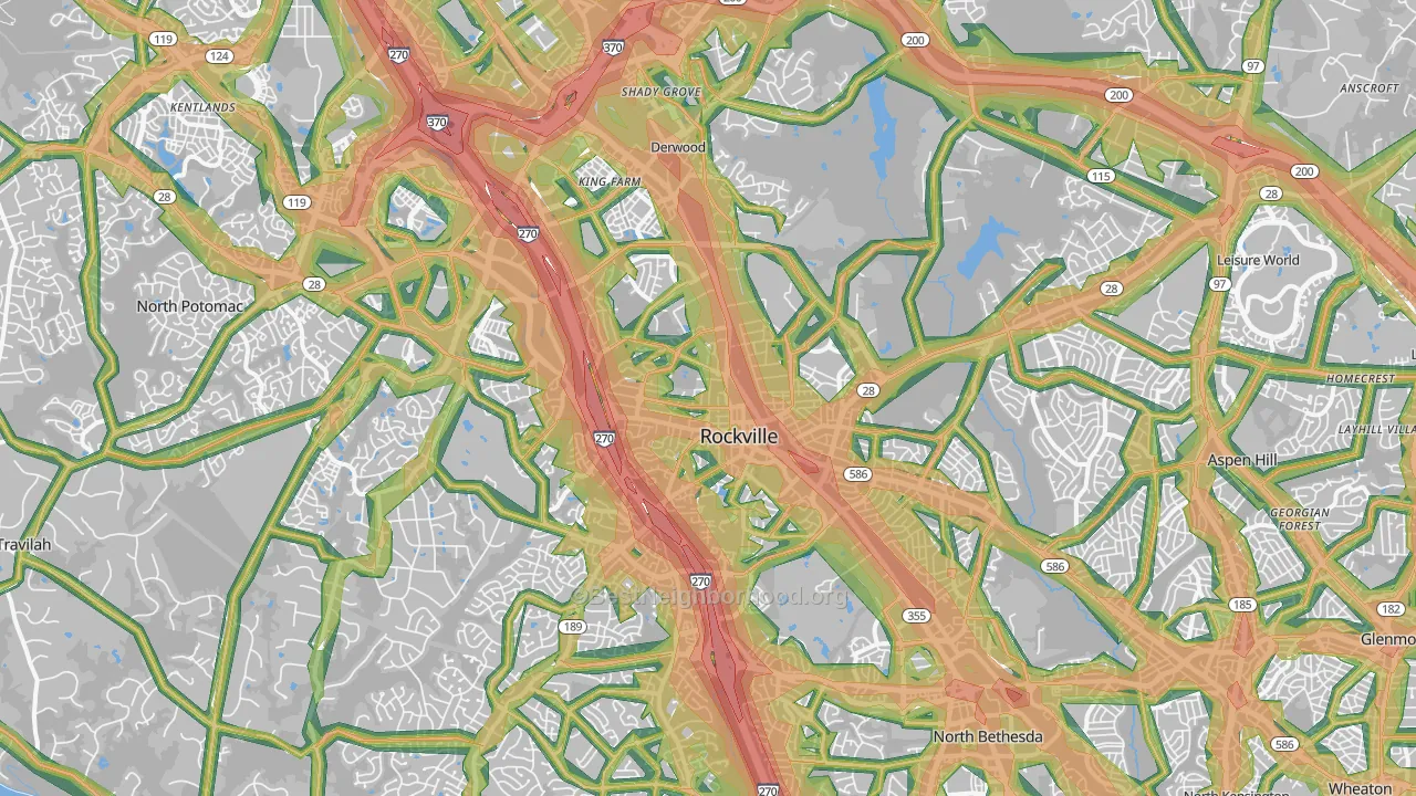 Rockville, MD Map of Noise Levels in Rockville