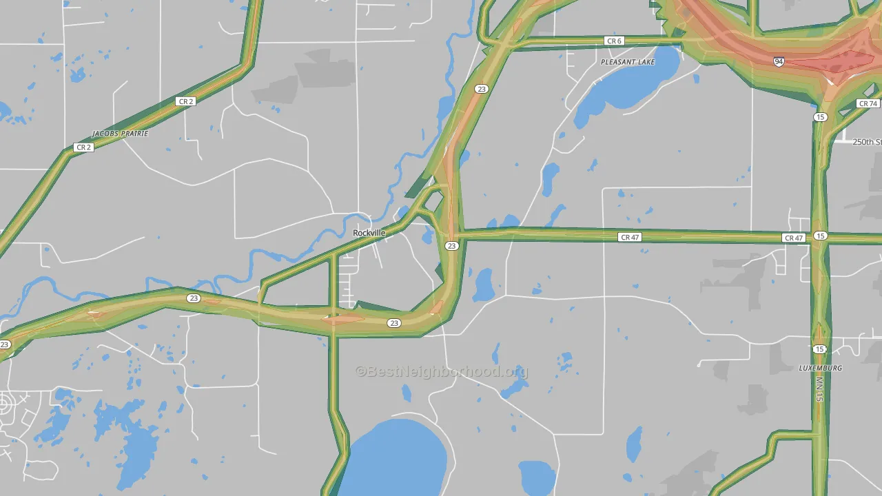 Rockville, MN Map of Noise Levels in Rockville