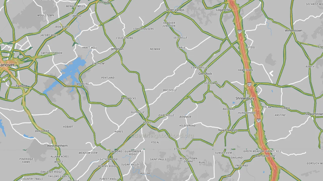 Rockville, PA Map of Noise Levels in Rockville