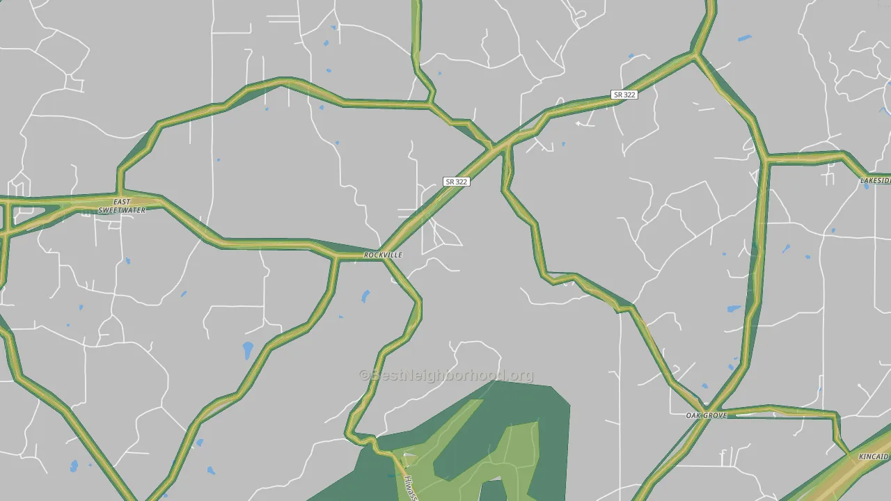 Rockville, TN Map of Noise Levels in Rockville