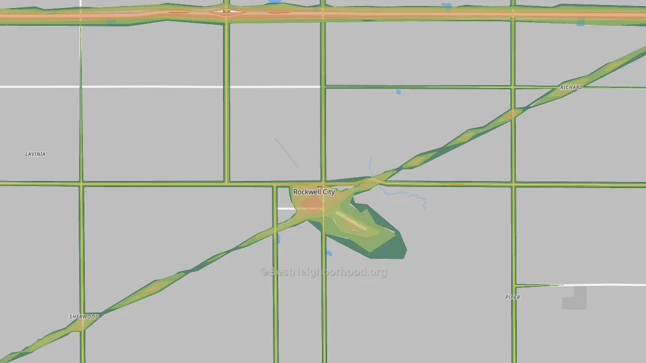 Rockwell City, IA Map of Noise Levels in Rockwell City