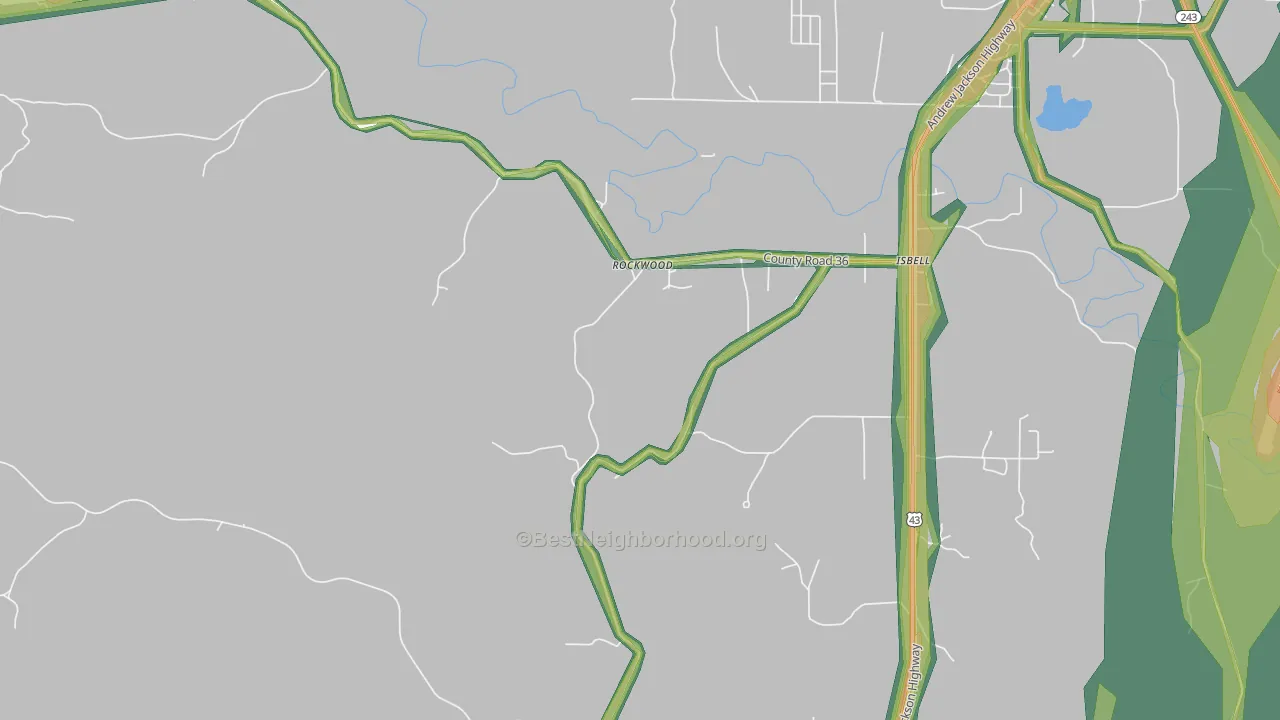Rockwood, AL Map of Noise Levels in Rockwood