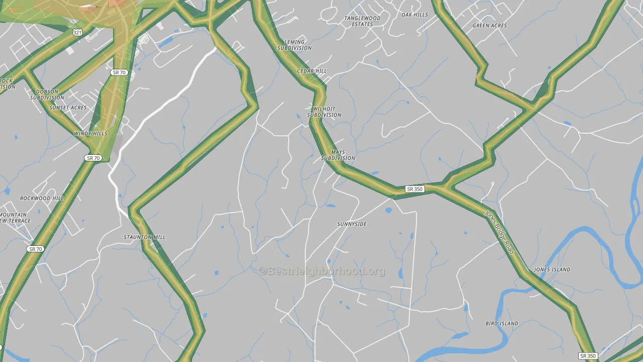 Rockwood Hill, TN Map of Noise Levels in Rockwood Hill