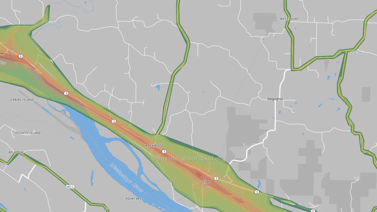 Rockwood, IL Map of Noise Levels in Rockwood