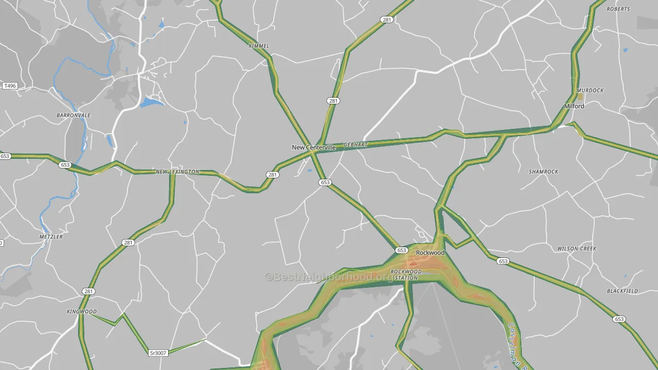 Rockwood, PA Map of Noise Levels in Rockwood