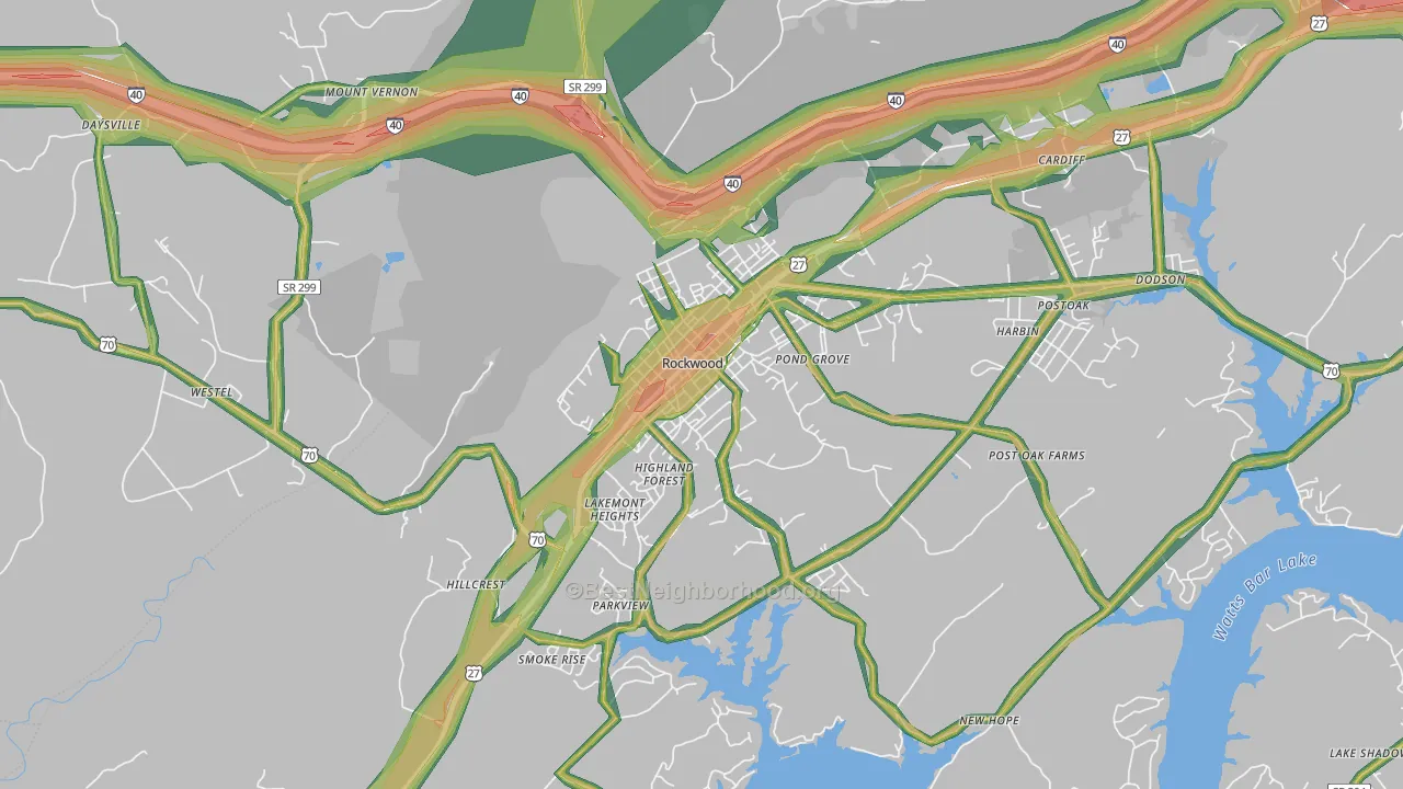 Rockwood, TN Map of Noise Levels in Rockwood