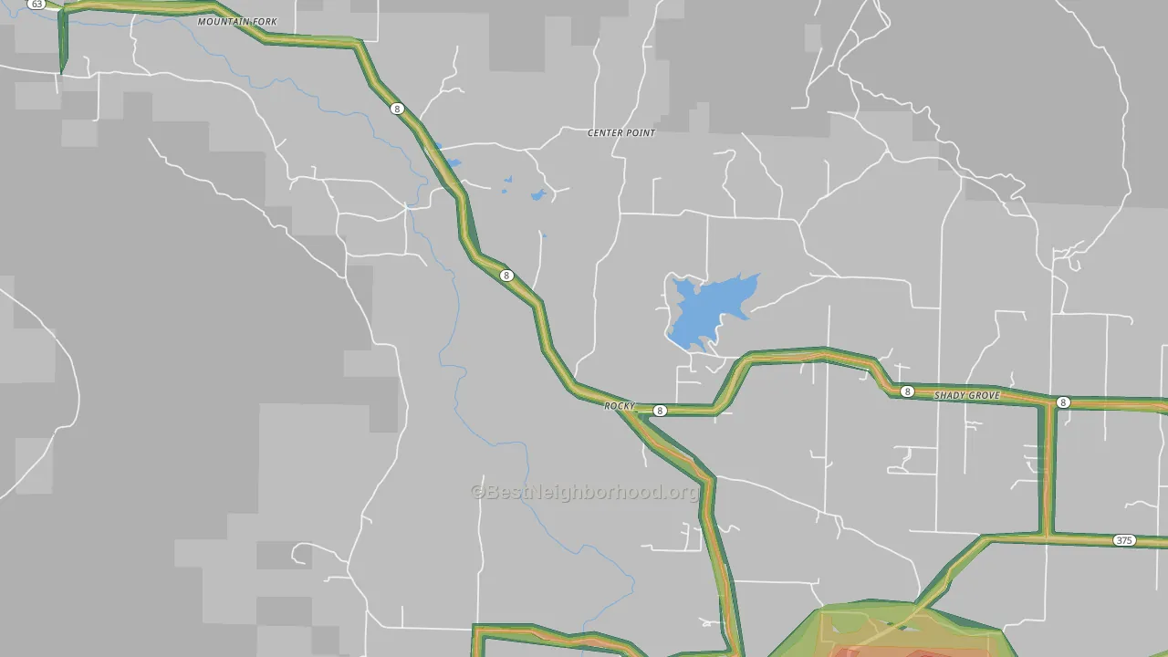 Rocky, AR Map of Noise Levels in Rocky