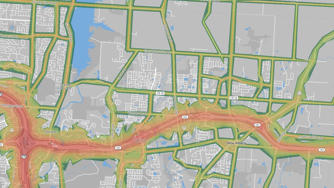 Rocky-Fork Blacklick Accord, Westerville, OH Map of Noise Levels in Rocky-Fork Blacklick Accord