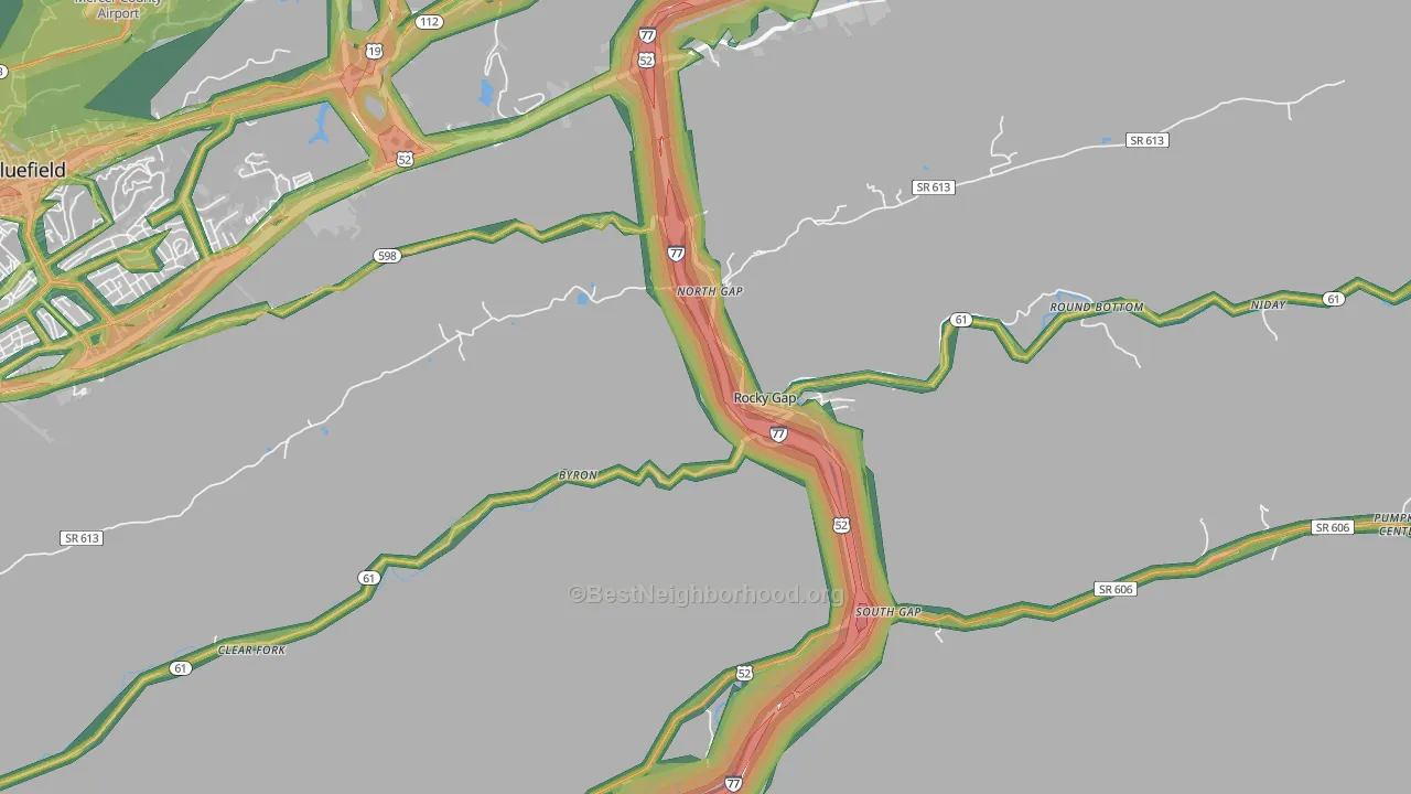 Rocky Gap, VA Map of Noise Levels in Rocky Gap