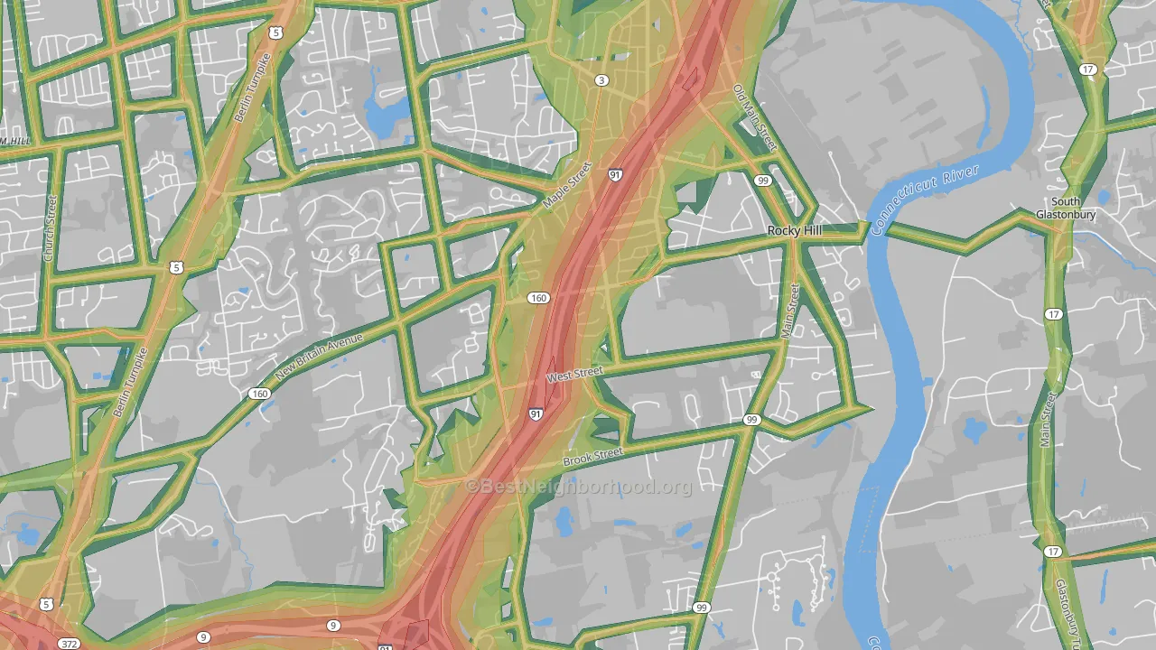 Rocky Hill, CT Map of Noise Levels in Rocky Hill