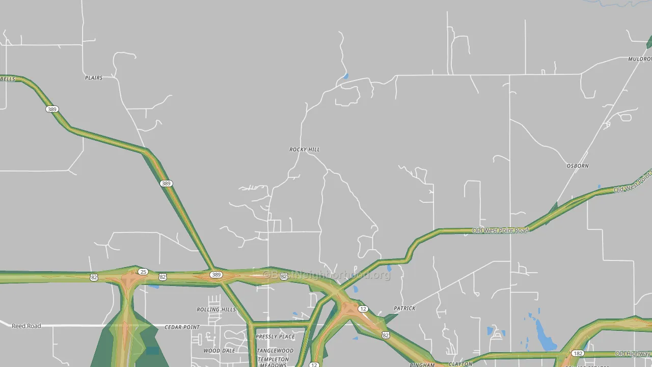 Rocky Hill, MS Map of Noise Levels in Rocky Hill