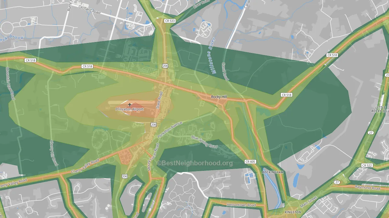 Rocky Hill, NJ Map of Noise Levels in Rocky Hill