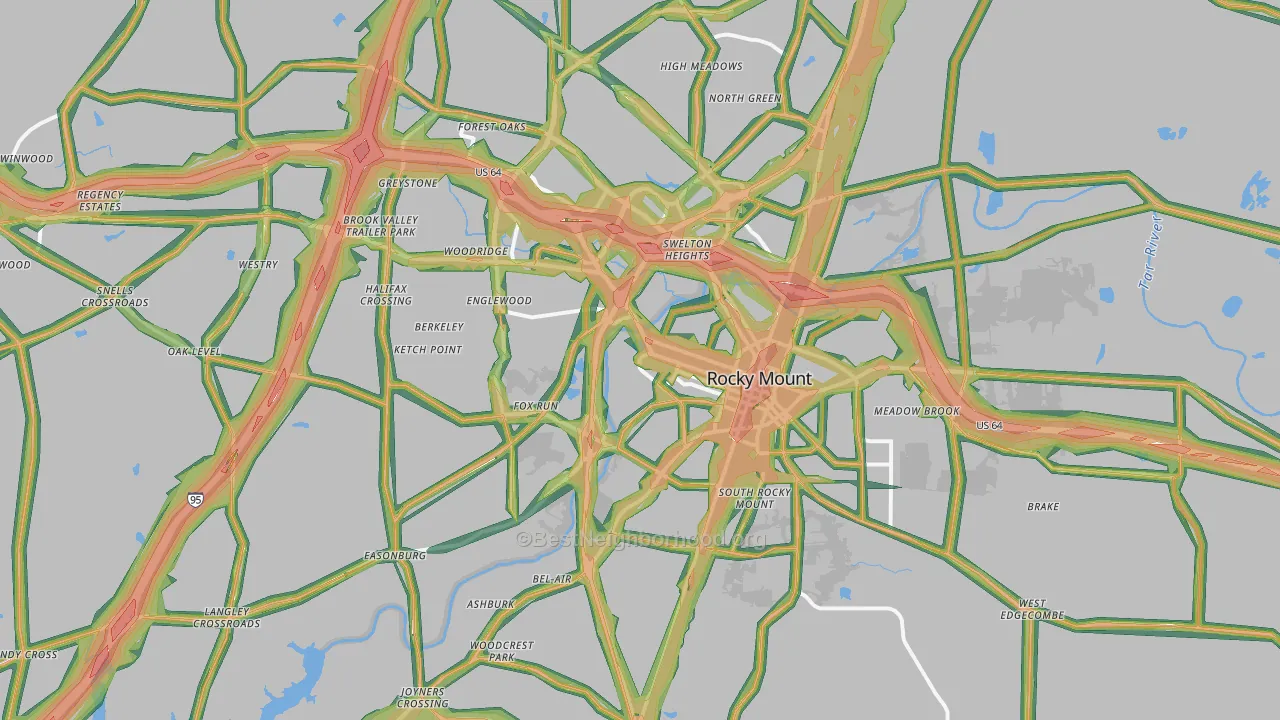 Rocky Mount, NC Map of Noise Levels in Rocky Mount