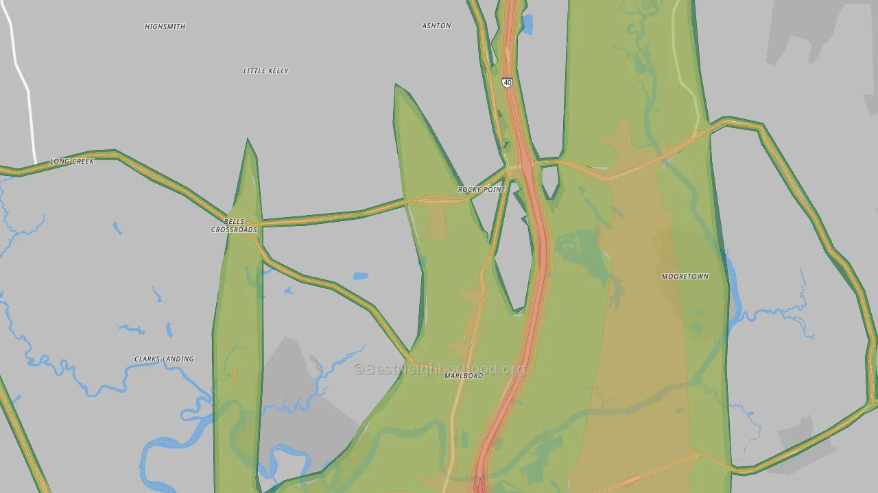 Rocky Point, NC Map of Noise Levels in Rocky Point
