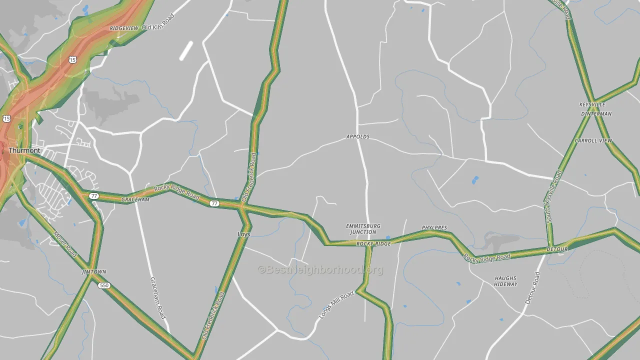 Rocky Ridge, MD Map of Noise Levels in Rocky Ridge