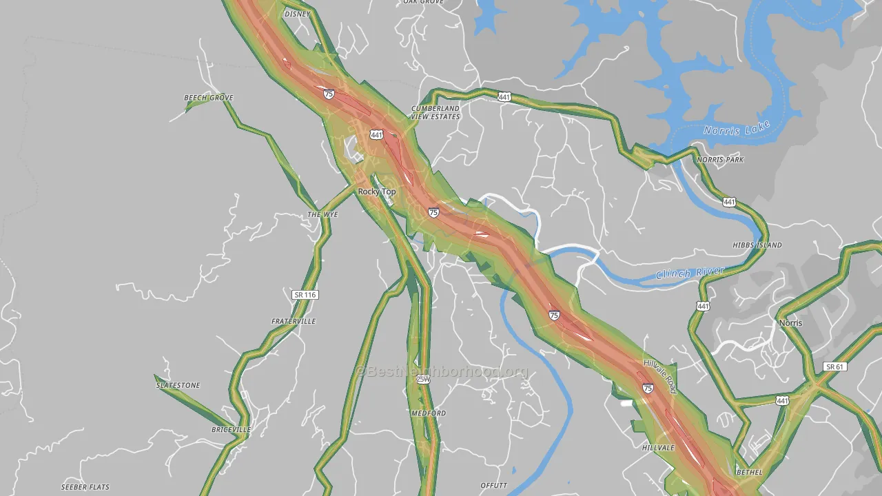 Rocky Top, TN Map of Noise Levels in Rocky Top