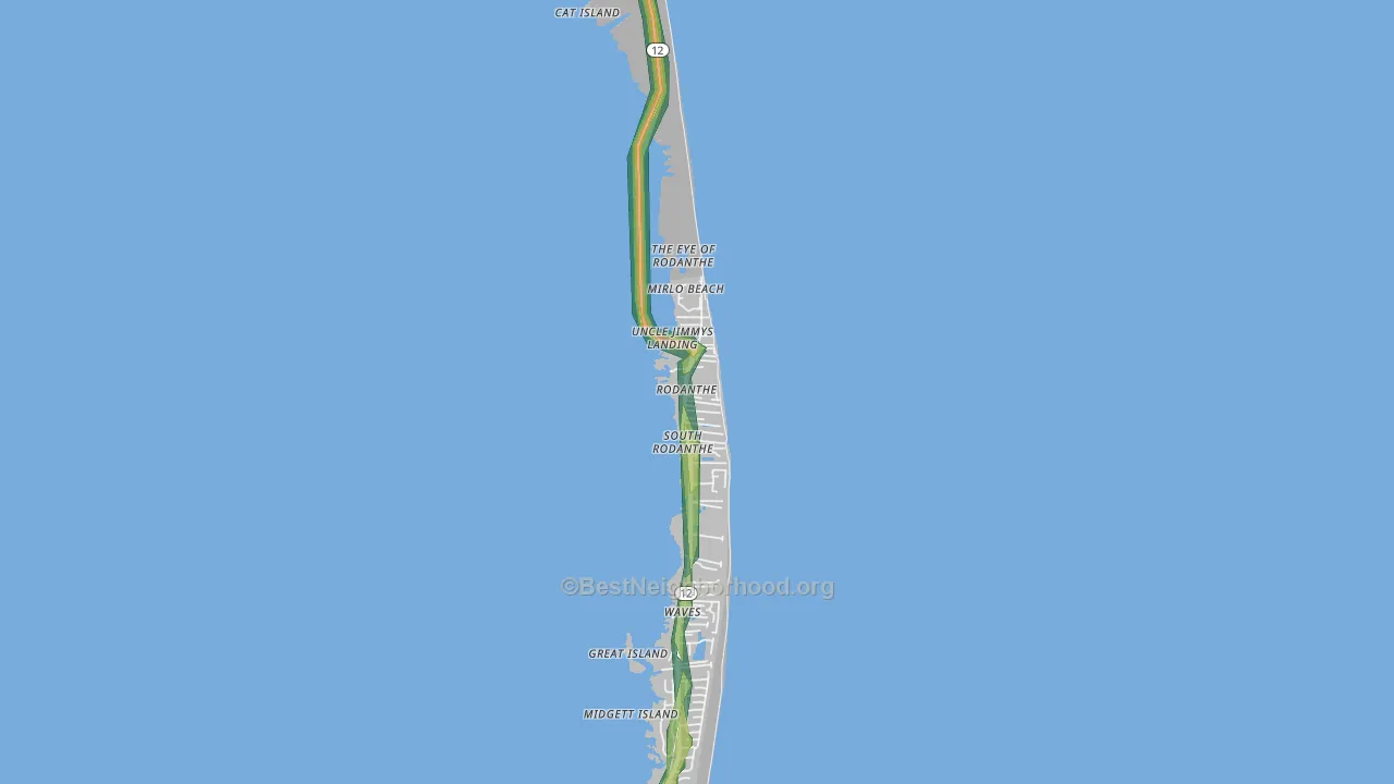 Rodanthe, NC Map of Noise Levels in Rodanthe