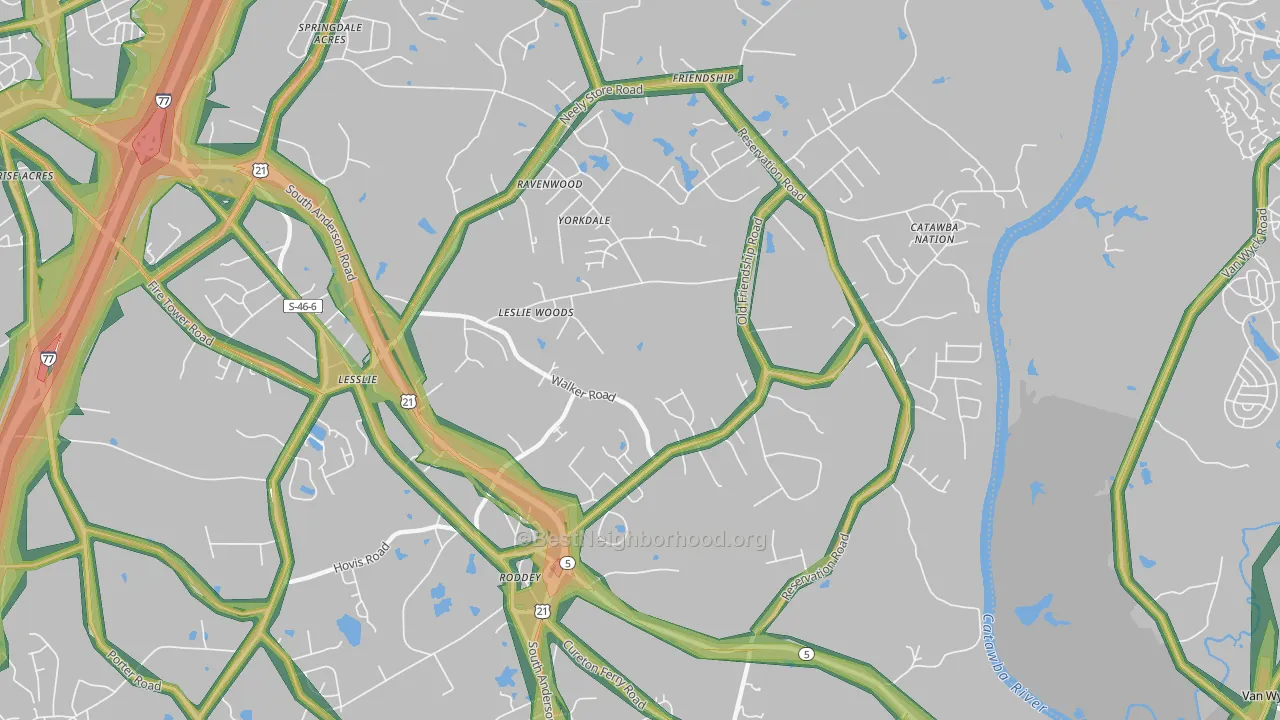 Roddy, SC Map of Noise Levels in Roddy
