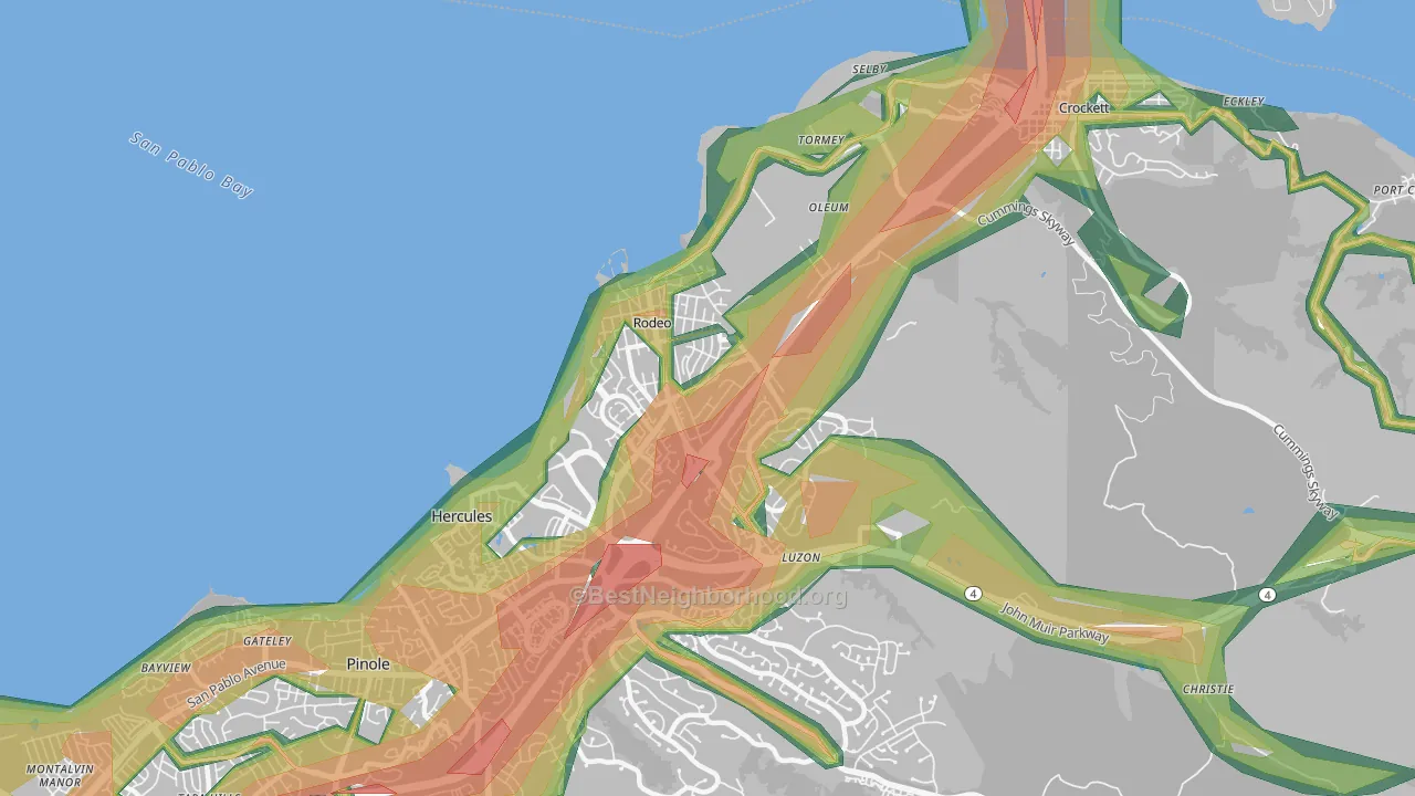 Rodeo, CA Map of Noise Levels in Rodeo