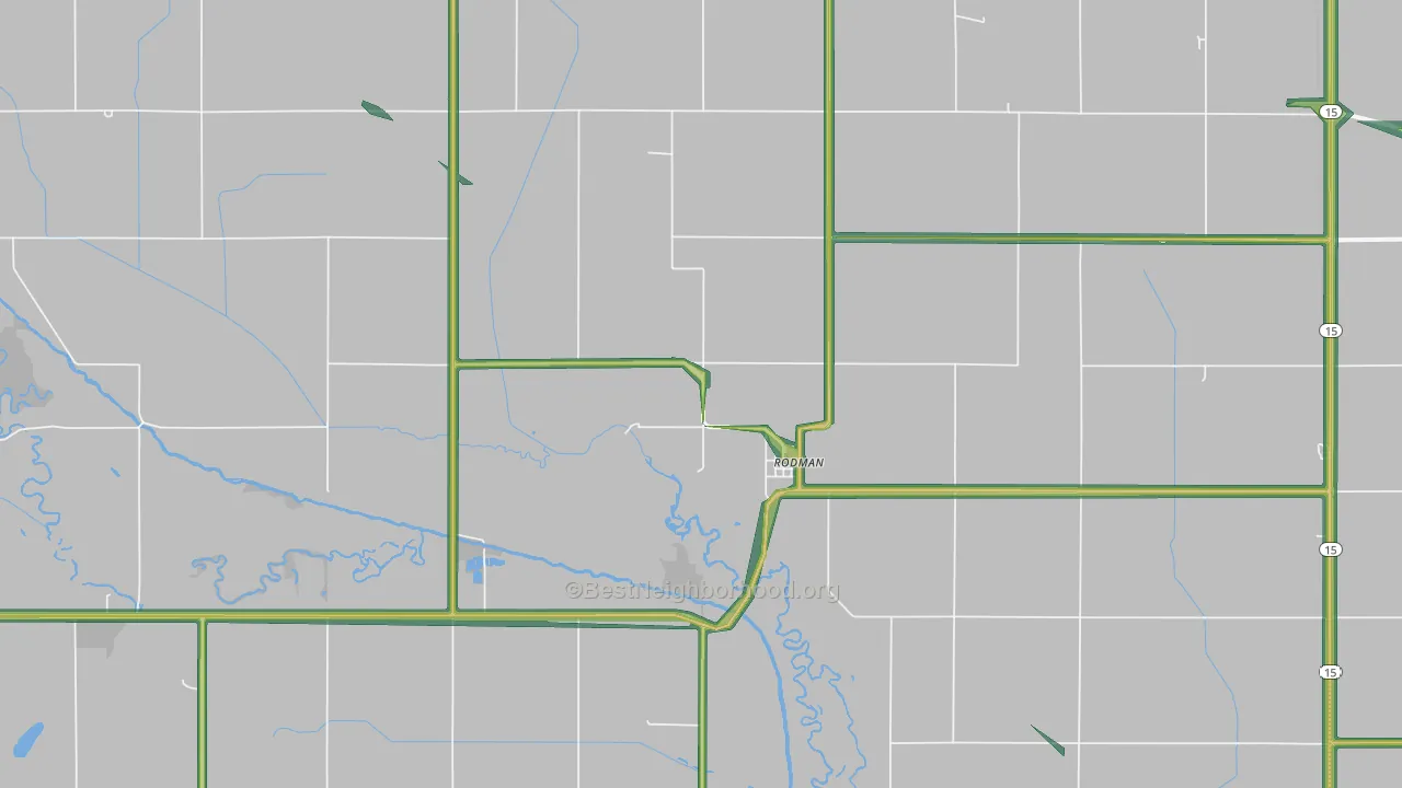 Rodman, IA Map of Noise Levels in Rodman