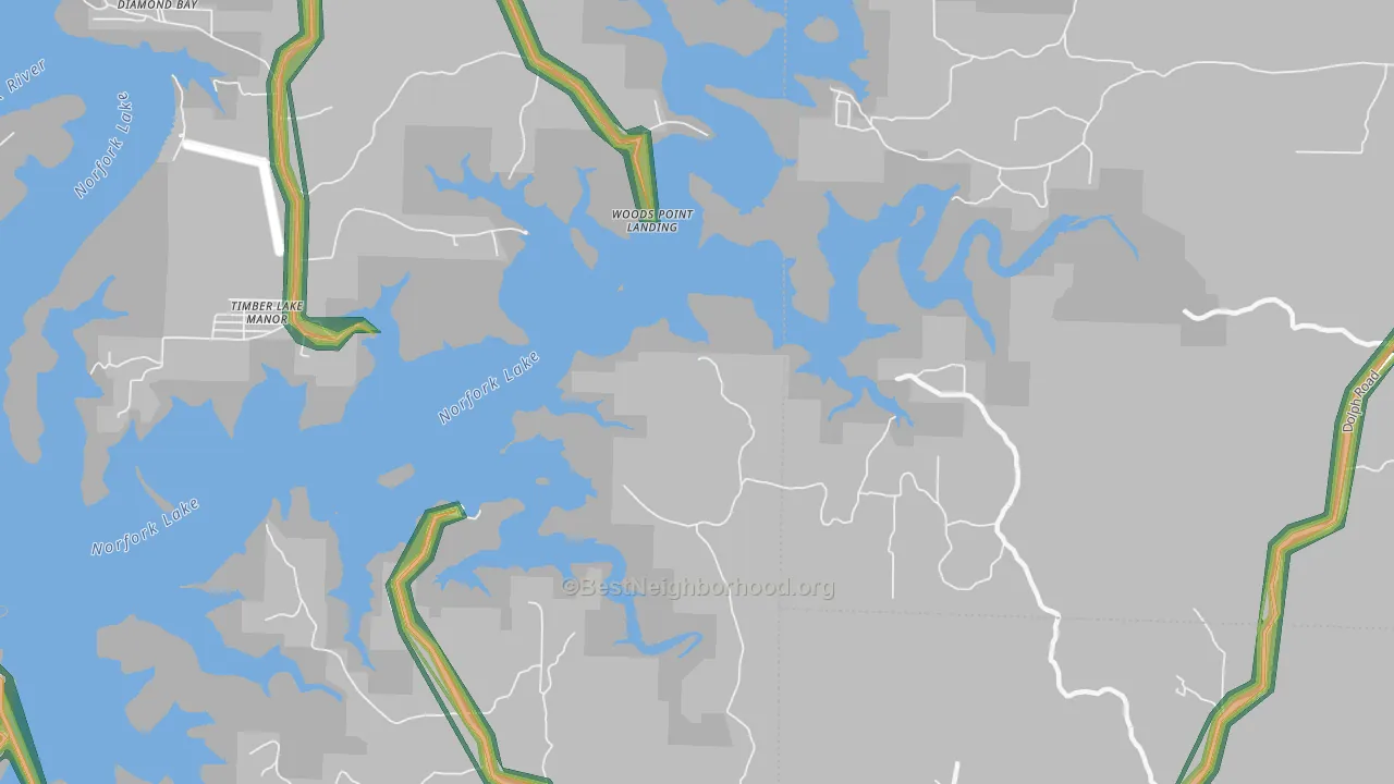 Rodney, AR Map of Noise Levels in Rodney