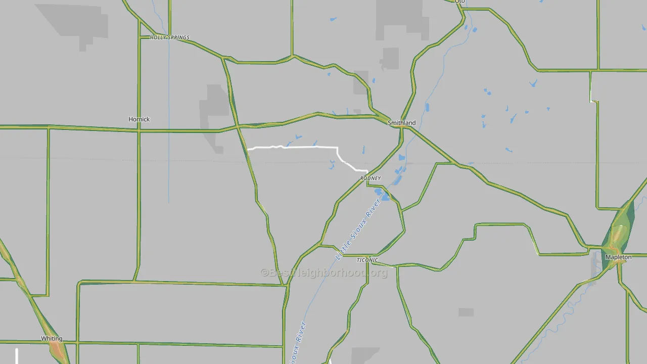 Rodney, IA Map of Noise Levels in Rodney