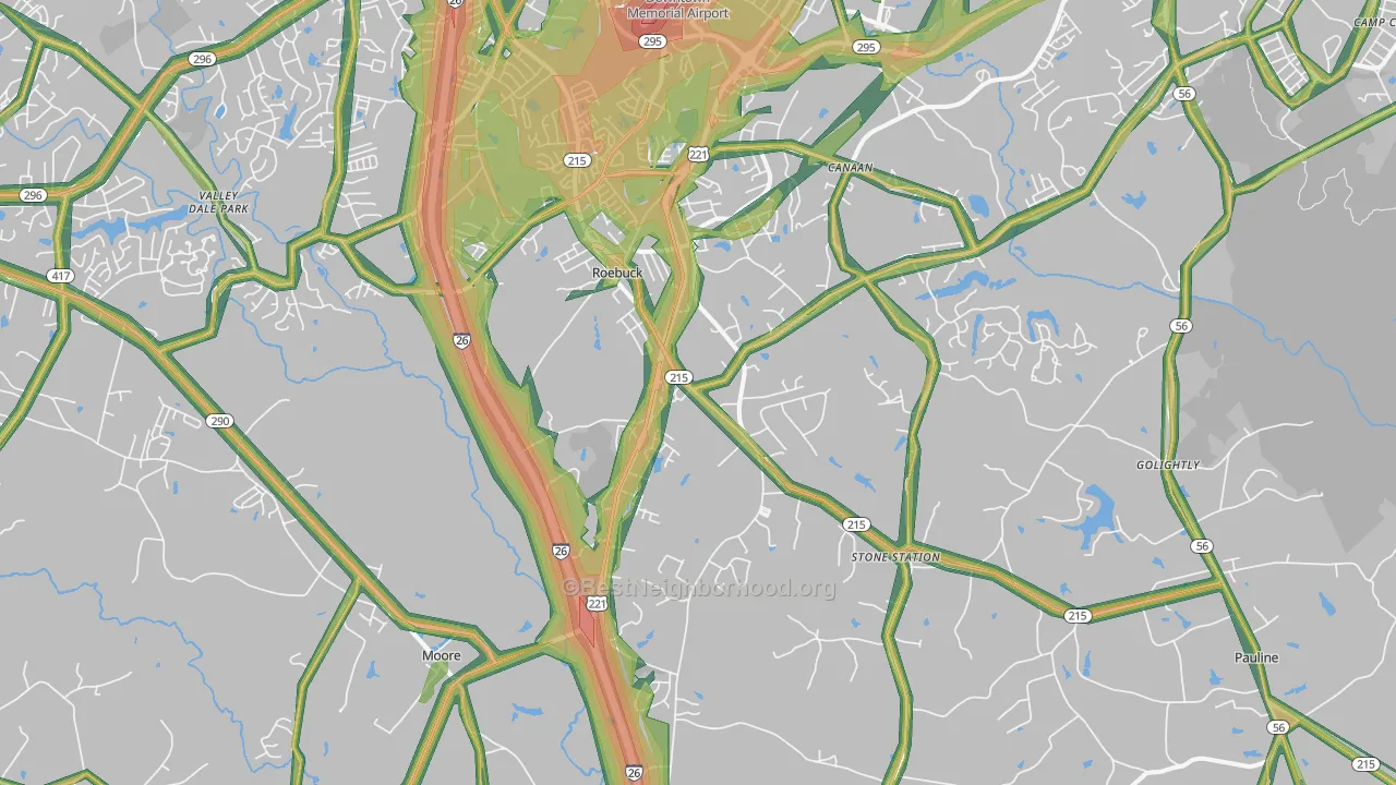 Roebuck, SC Map of Noise Levels in Roebuck