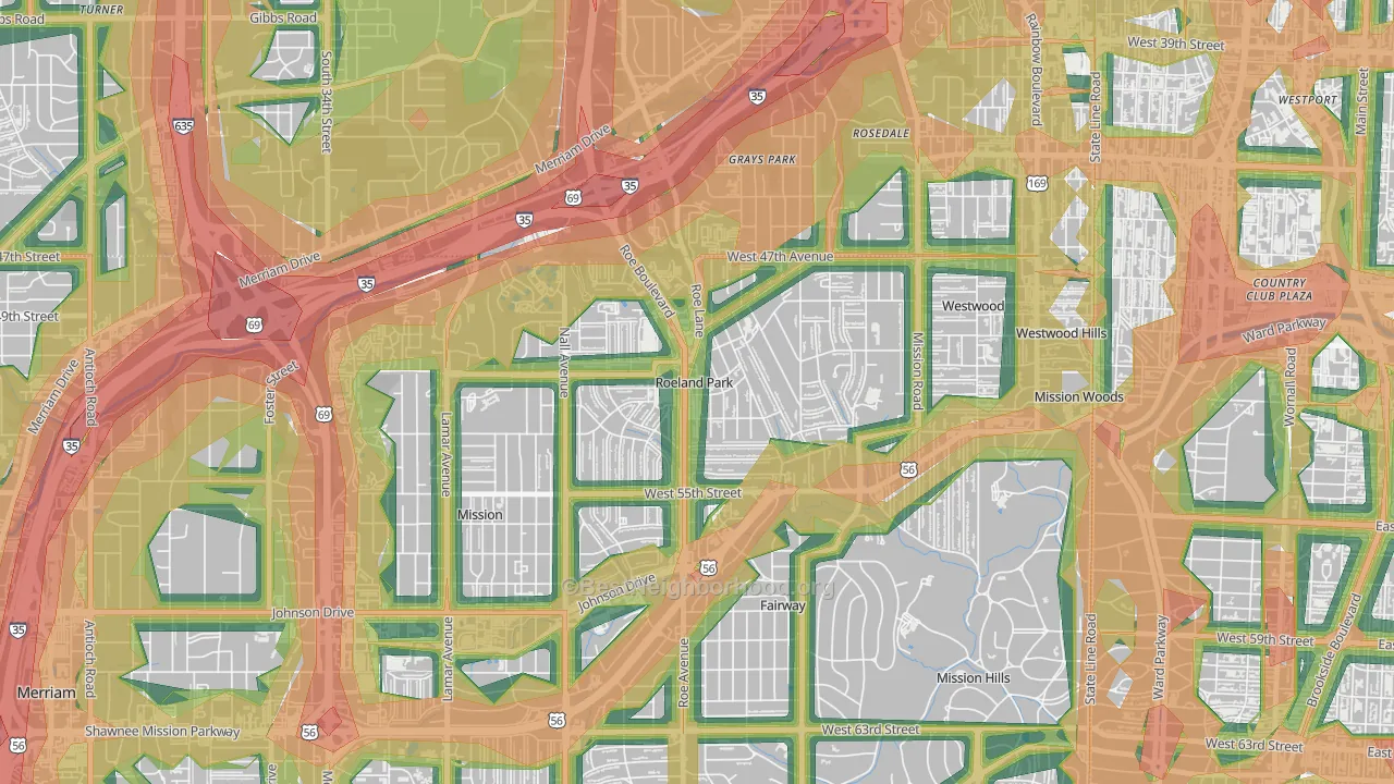 Roeland Park, KS Map of Noise Levels in Roeland Park