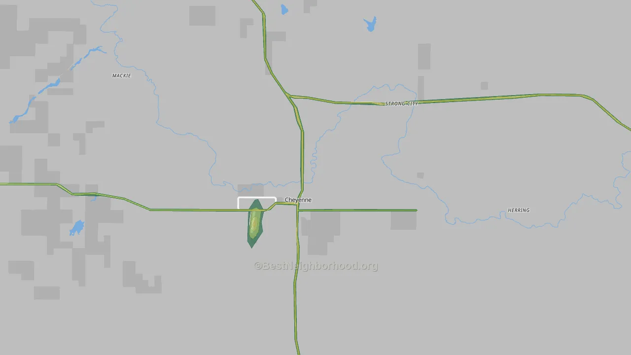 Roger Mills County, OK Map of Noise Levels in Roger Mills County