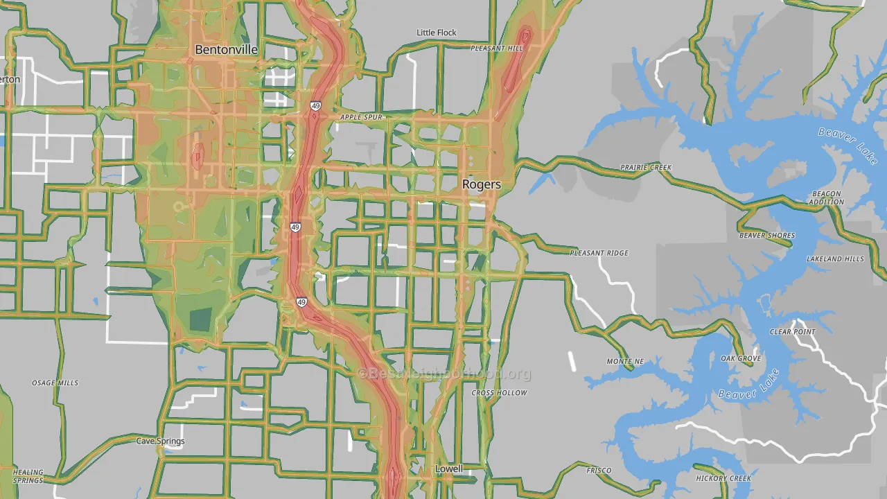 Rogers, AR Map of Noise Levels in Rogers