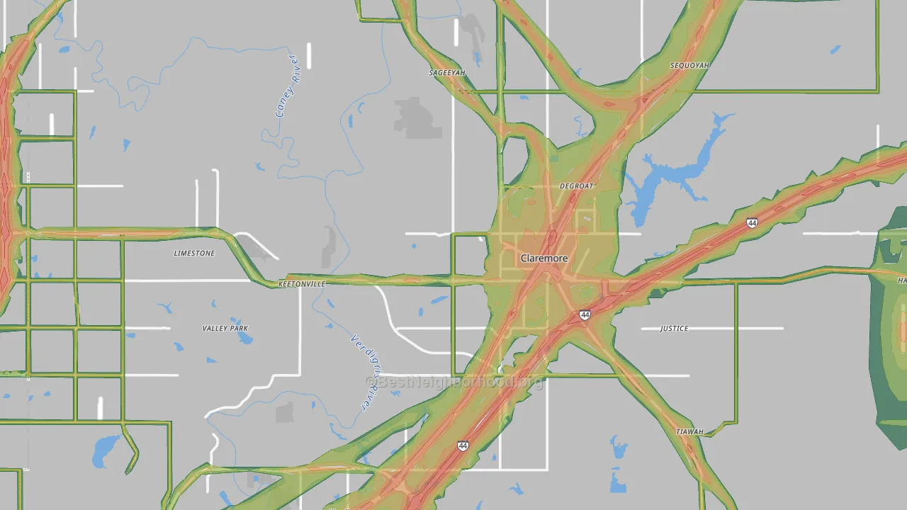 Rogers County, OK Map of Noise Levels in Rogers County