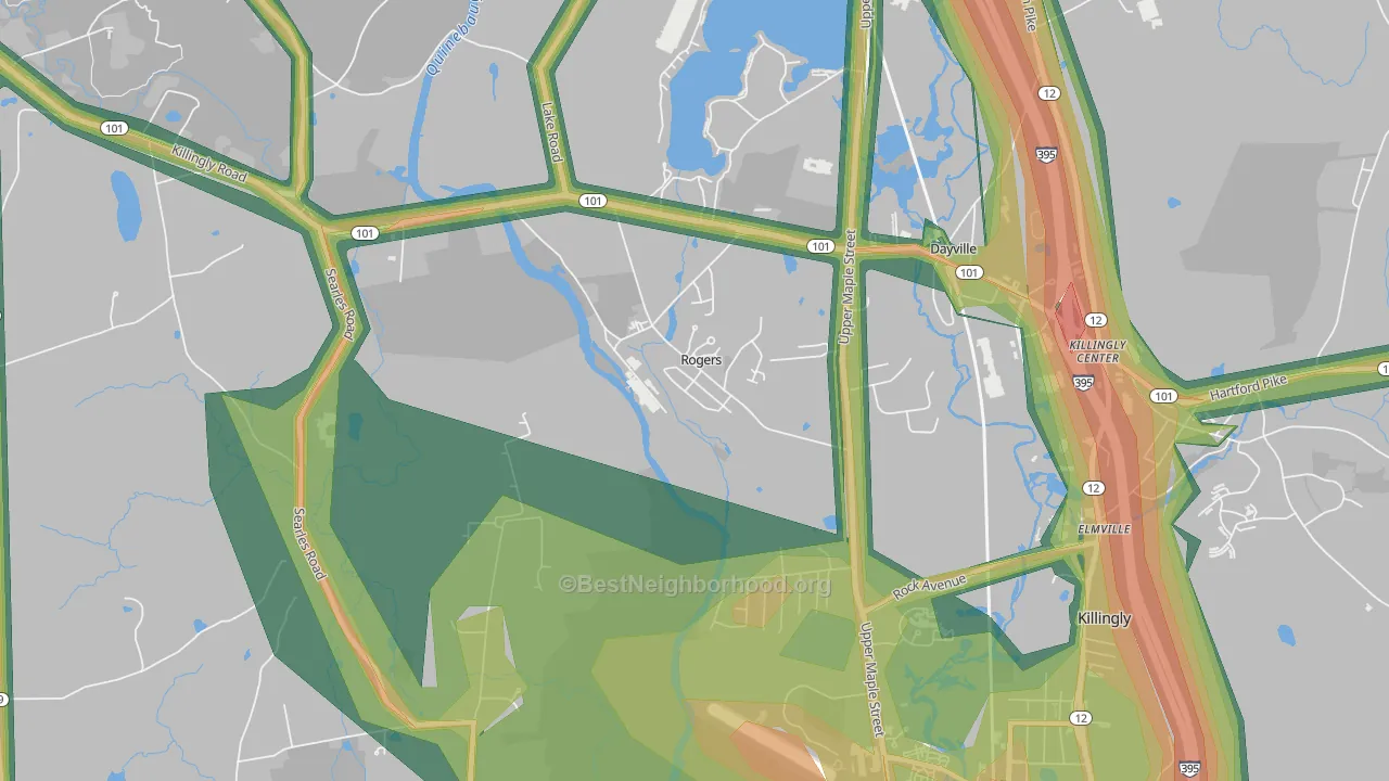 Rogers, CT Map of Noise Levels in Rogers