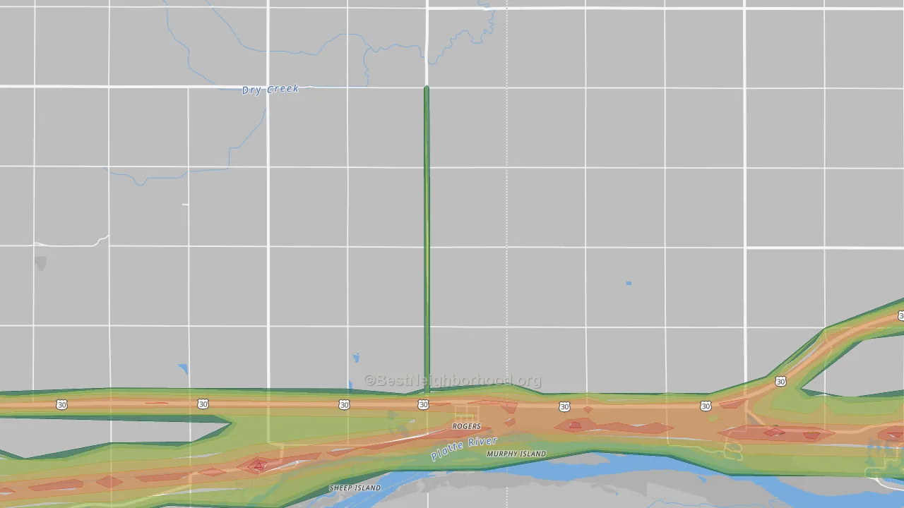 Rogers, NE Map of Noise Levels in Rogers